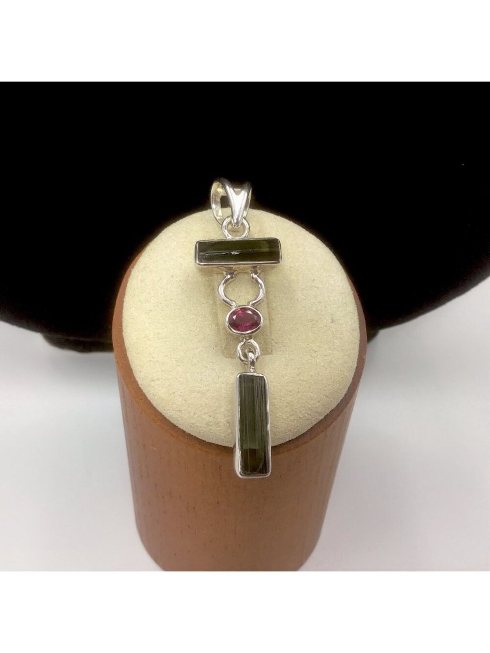 Sterling Silver Green And Pink Tourmaline Pendant 3.9 Grams 2”